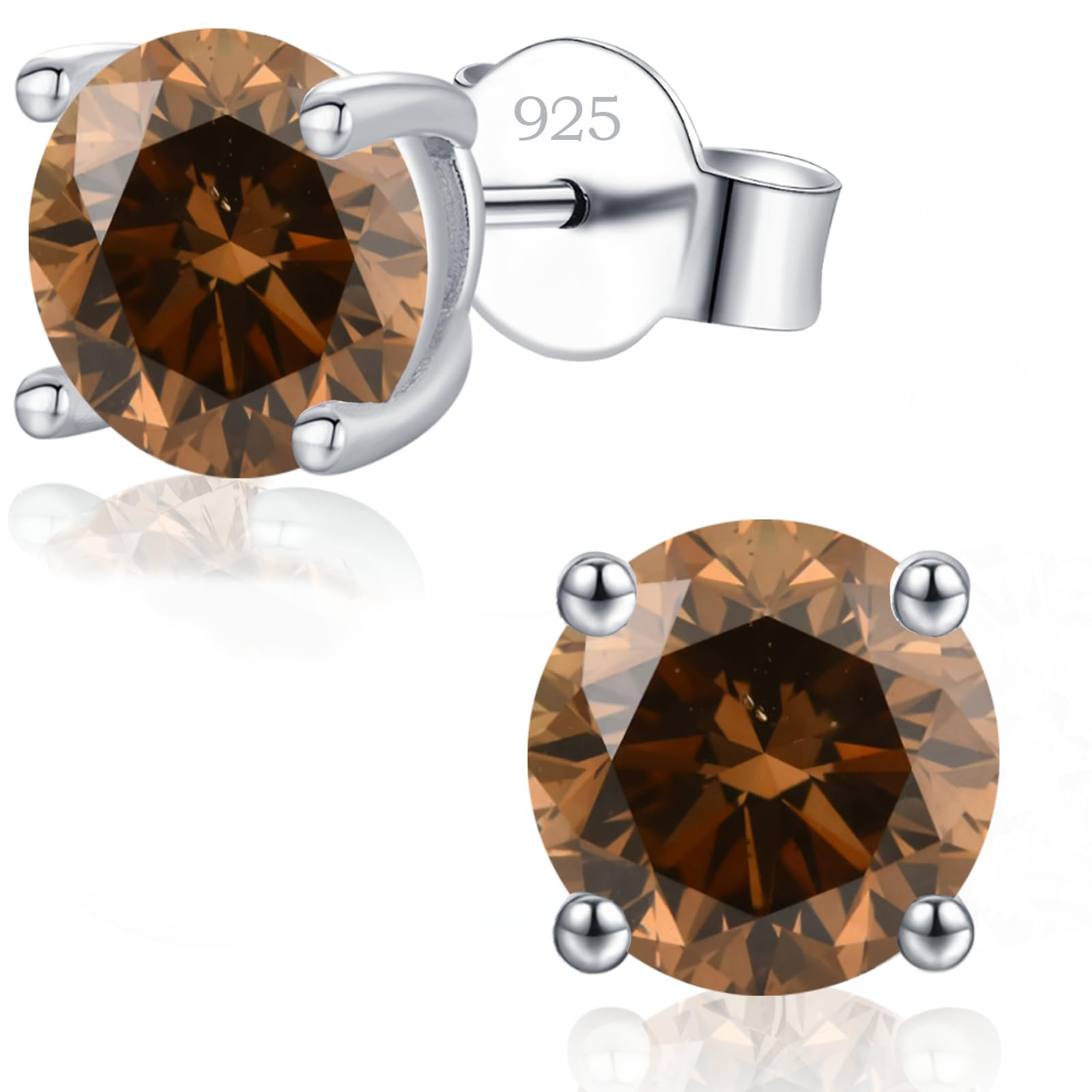 LAVUMO Ohrringe Silber 925 Stecker,14 K Gold/Weißgold Plattiert Echt Silber Ohrringe Damen Herren 0,3 Ct – 2 Ct Zirkonia Ohrstecker Hypoallergenes Schmuck Geschenk Für Frauen Herren Geburtstag