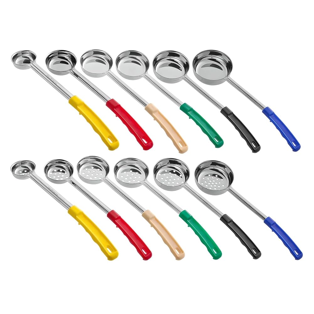 Marran 12 Cuillères à Portion Perforées et Solides en Acier Inoxydable pour la Cuisine, Cuillères à Portion et de Service Polyvalentes