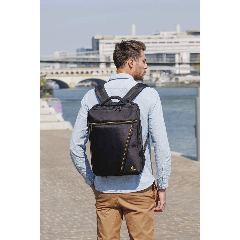 Exacompta 17734E Exactive, Borsa Zaino Nera Per Laptop 15.6 Pollici e Tablet, Poliestere di alta qualtià, Tasche Funzionali Per Riporre Vari Oggetti