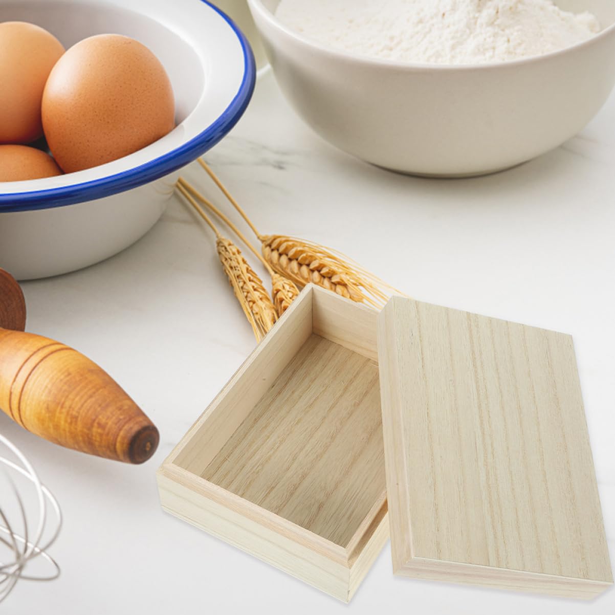 Unomor Wooden Recipe Storage Box Recipe Card Container Desk Box for Small Storage Case Card