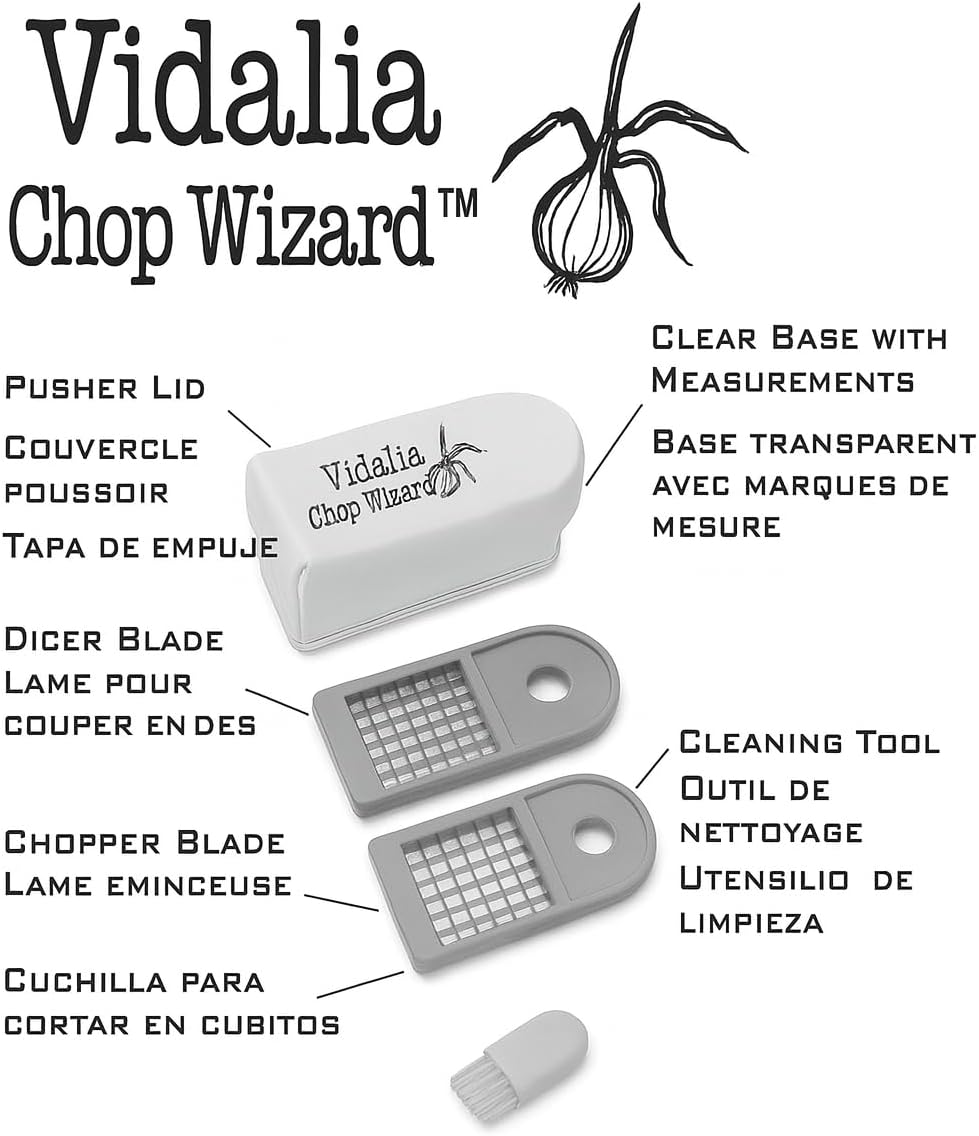 Vidalia Chop Wizard, Vegetable and Fruit Chopper with 2 Cup Base, Stainless Steel Blades, Dishwasher Safe - Image 8