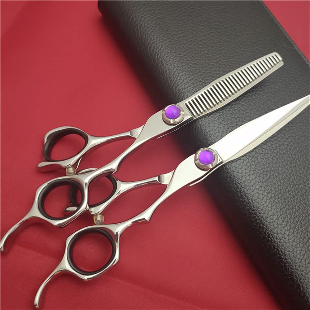 Kit De Ciseaux De Coupe De Cheveux Professionnels, Ciseaux De Coiffure en Acier Inoxydable 440C Ensemble De Ciseaux, pour Salon, Barbier Ou Usage Domestique, Adapté À La Cisaille Plate,6.0 inch