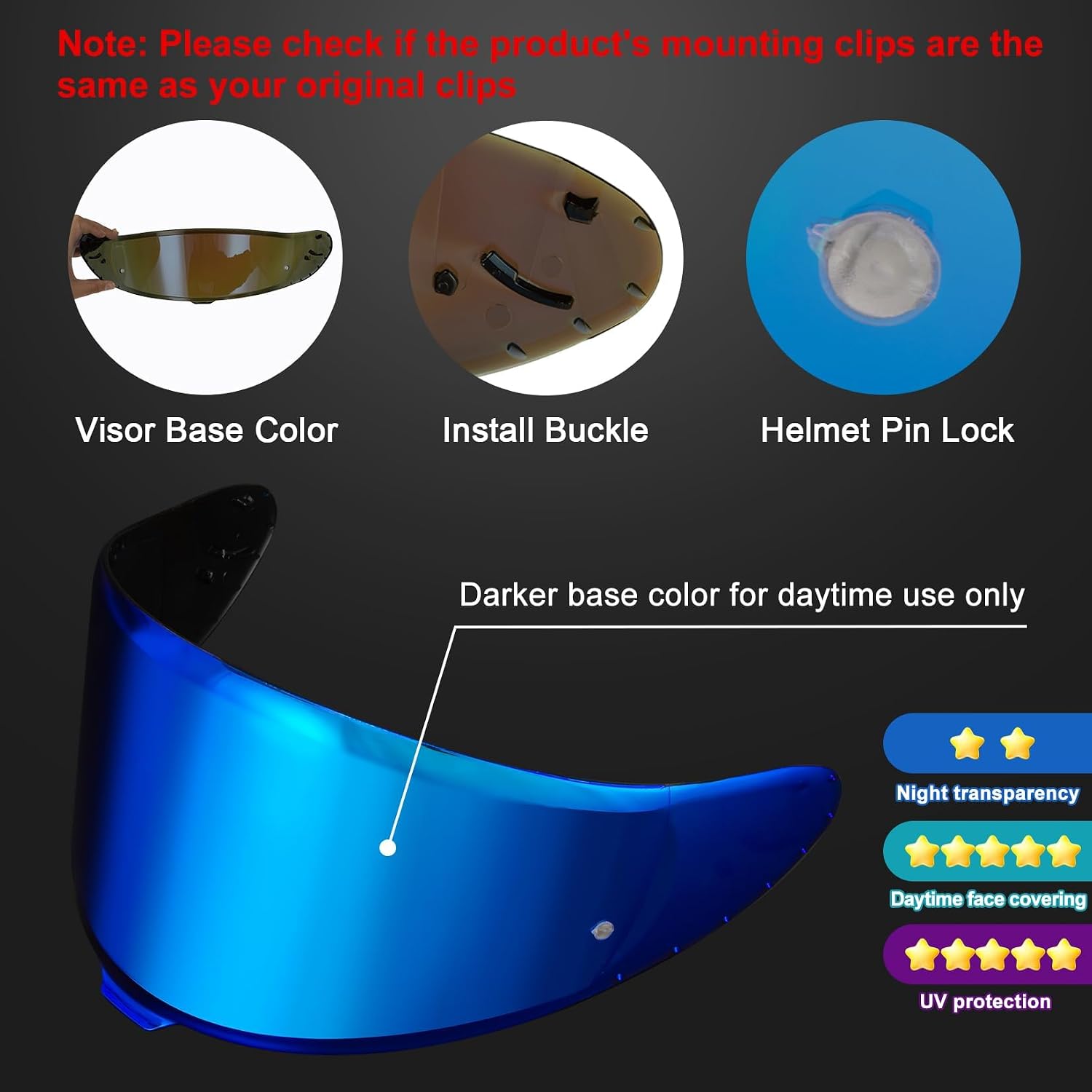 PSLER RF-1400 RF 1400 visor - CWR-F2R Face Shield Helmet Visor Motorcycle Helmet Shield Accessories Replacement for RF 1400 CWR-F2R NXR2 Z8,Deep Blue