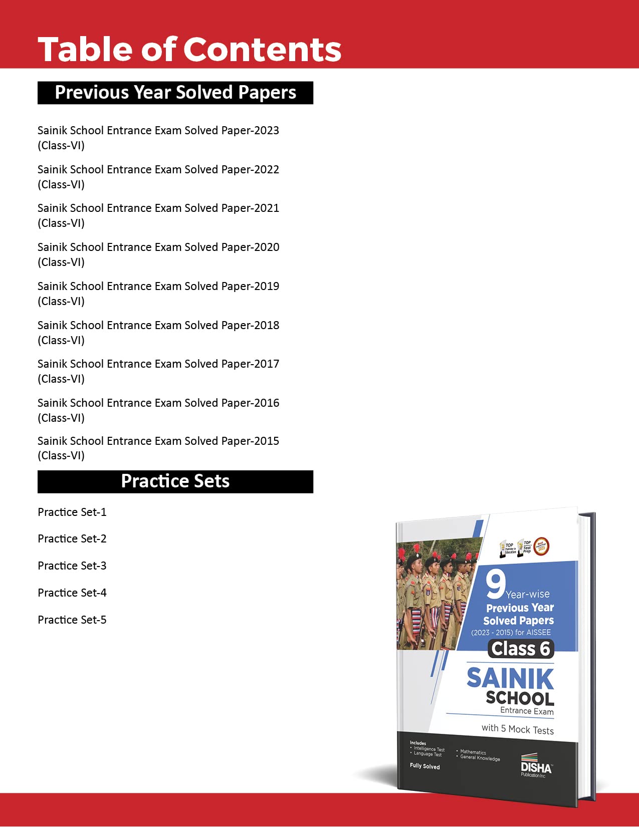 9 Year-wise Previous Year Solved Papers (2023 - 2015) for AISSEE Class 6 Sainik School Entrance Exam with 5 Mock Tests 4th Edition 1