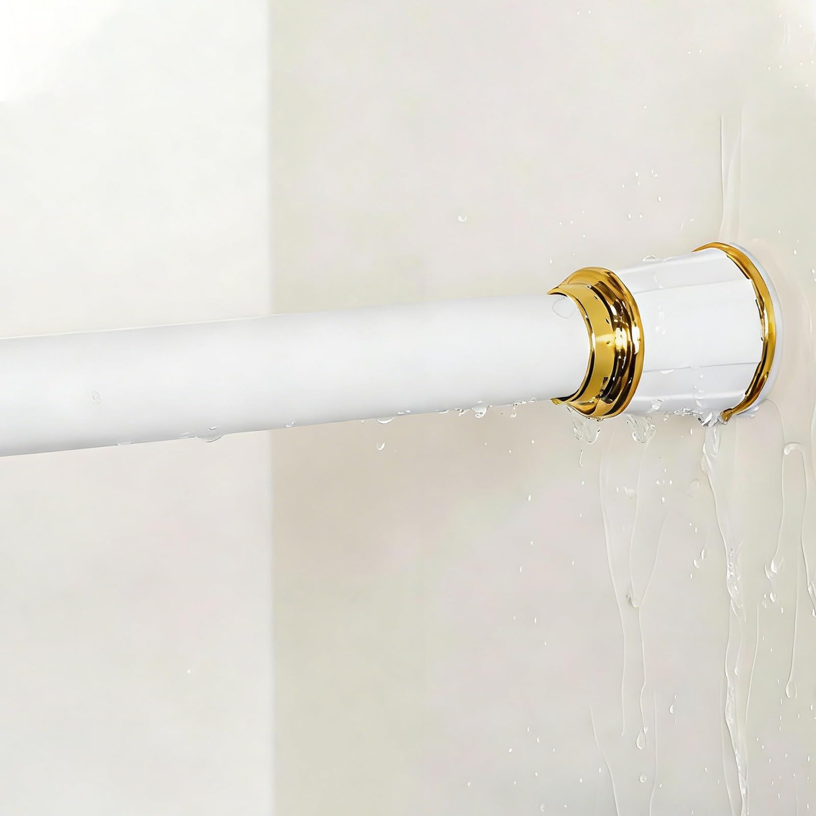 GLDYTVF Adjustable Telescopic Curtain Pole - Heavy Duty Tension Shower Rod No Drill Extendable for Windows Doorways Closets & Balconies Non-Slip 360-450cm (White)