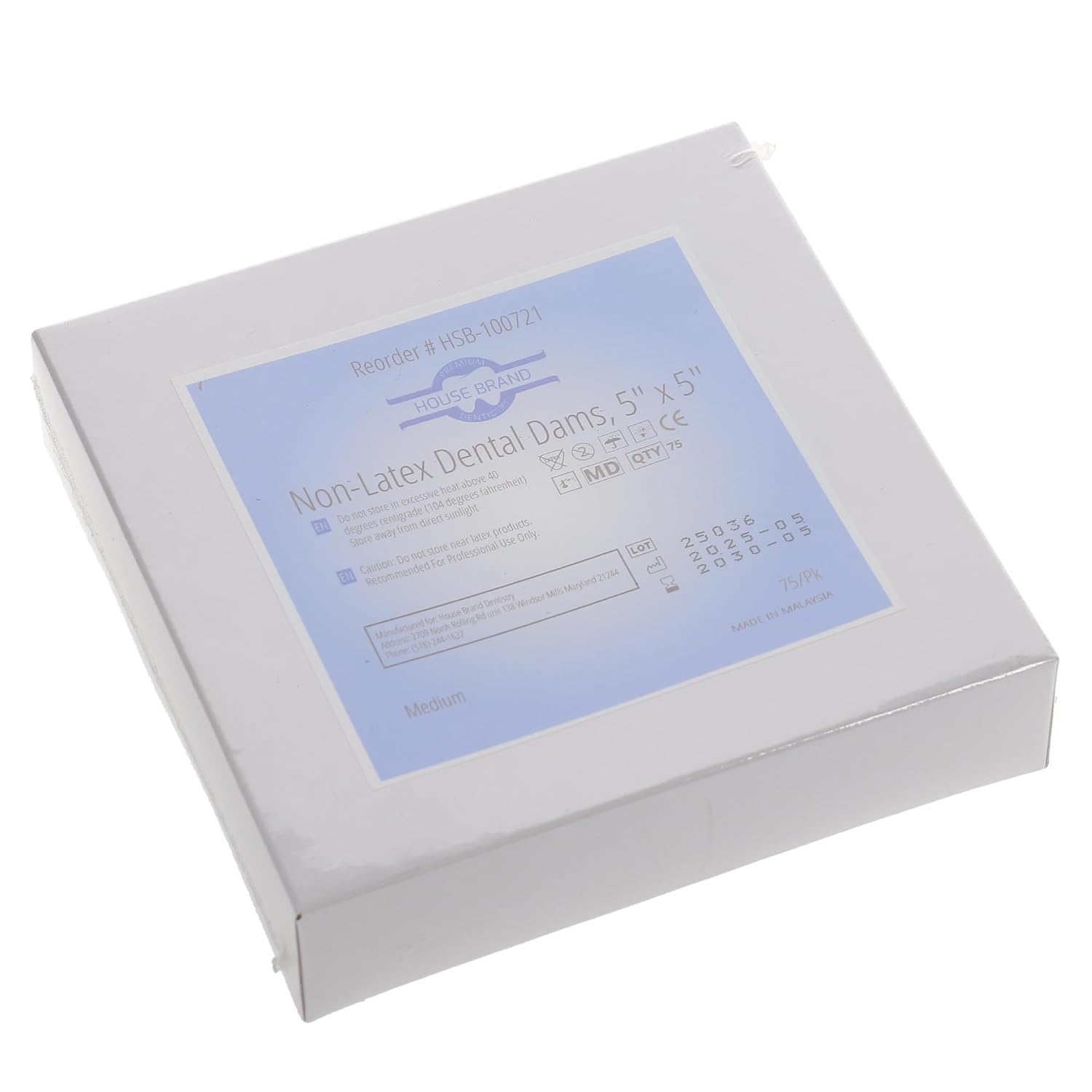 100721 HSB Non-Latex Dental Dams 5" x 5" Medium Purple 75/Pk