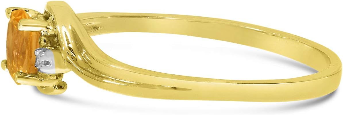 14k Yellow Gold Oval Citrine And Diamond Ring