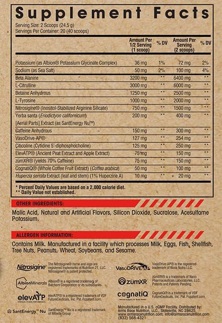 Miniatura 5 de Arms Race Nutrition Arnés Evolution Next Level Pre-Entrenamiento, 20 porciones (Jalapeño Margarita)