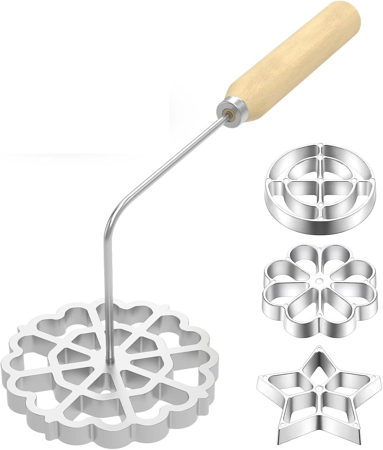 Aluminum Rosette Maker Molds Mold with Handle Pastry Tools Cookie Maker Baking Cooking Kitchen Accessories (Size : 2pcs)