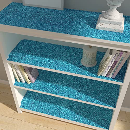 Decotalk Blue Glitter Wallpaper Stick And Peel Glitter Wallpaper 17.7"X120" Blue Wallpaper Glitter Contact Paper For Walls Removable Glitter Wall Paper For Gifts Wrapping Sparkle Wallpaper Decorative #TOP3