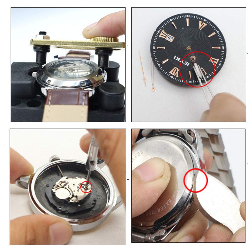 Kit de reparación de relojes de 17 piezas, juego de herramientas de barra de resorte profesional para ajustar la correa del reloj, kit de herramientas para relojes Abridor de caja ajustable mejorado