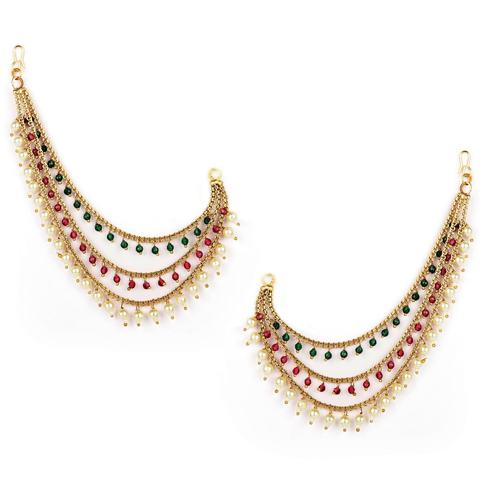 Shining Diva FashionLatest Trendy Stylish Ear Chain Earrings for Women | Traditional 18k Gold Plated Wedding Party Jewellery | Bahubali Inspired Kan Chain Jhumki Earrings