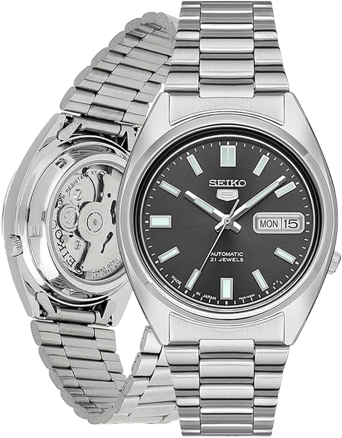 SEIKO Automatic Watch for Men 5-7S Collection - with Day/Date Calendar, Luminous Hands, Stainless Steel Case & Bracelet