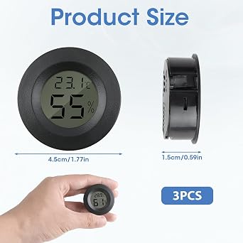 Reptile Digital Thermometer Hygrometer for Terrarium and Incubator | Temperature And Humidity Gauge With Celsius/Fahrenheit Switchable Display, Ideal for Lizards, Tortoises, Spiders And Breeding