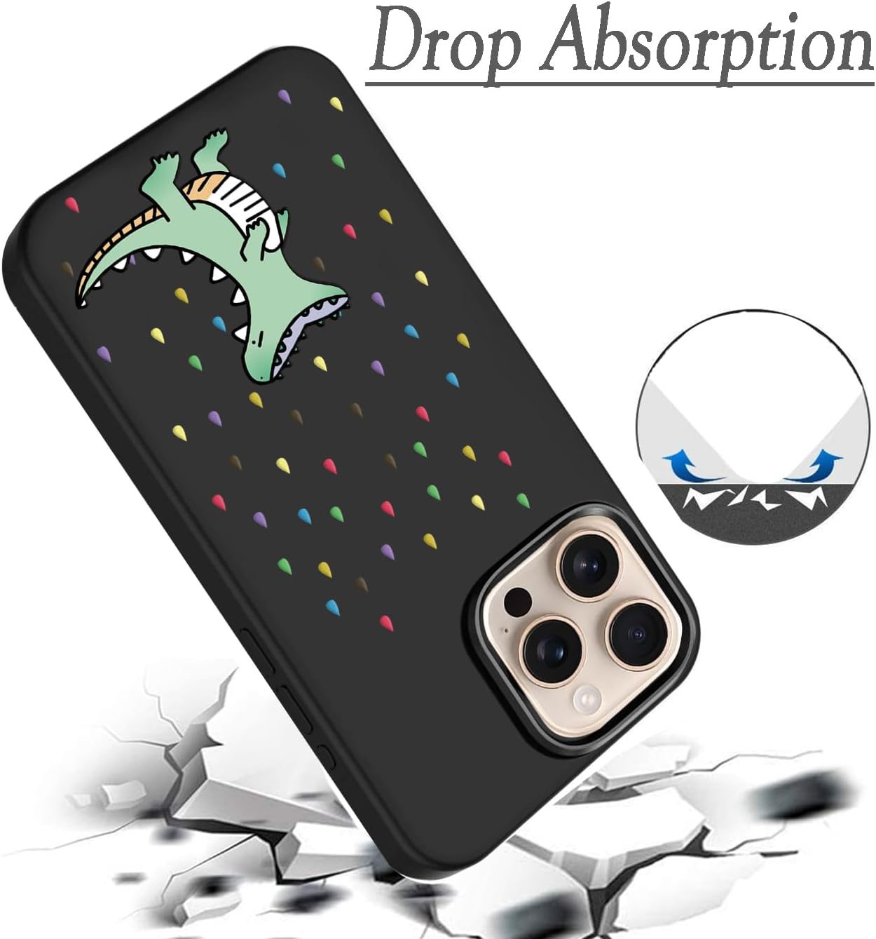 Unov Case Compatible with iPhone 14 Pro Max (2022) 5G with Cute Dino Rainbow Dinosaur Dragon Embossed Pattern Design Slim Protective Soft TPU Bumper Back Cover - Image 4