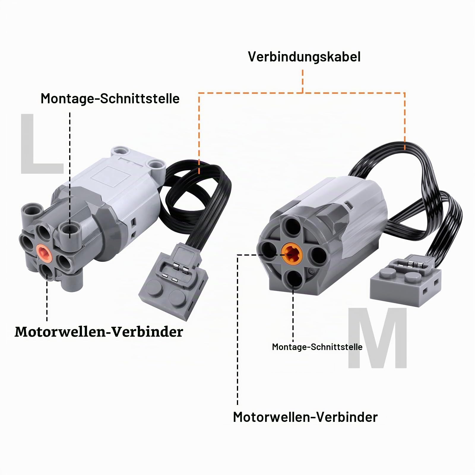 37 PCS Power Functions Spielzeug Motor Set,Servo Motor Power Function Set mit M/L/XL/Servo Motor,Batteriebox,Fernbedienung,Leistungsschaltersteuerung,Beleuchtungsmodul,Verlängerungskabel