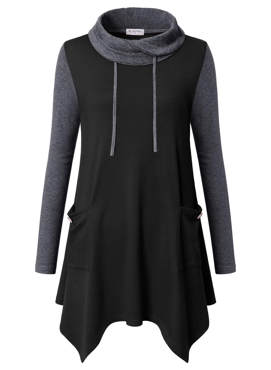 Bulotus Womens Sweaters 2025 Winter Cowl Neck Long Asymmetrical Tunic Sweaters for Leggings Holiday Vacation Tops