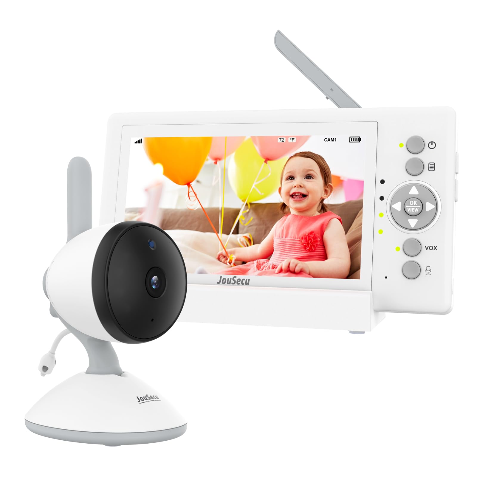 Moniteur de caméra pour bébé avec batterie de 29 heures, grand moniteur vidéo de 12,7 cm avec caméra et audio, moniteur pour bébé sans WiFi, conversation bidirectionnelle, vision nocturne,