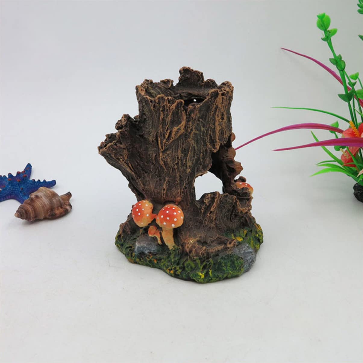 YARNOW 3 Pièces Aquarium Cachette Reptile Aquatique Terrarium Mangeoire Incubateur Réservoir Bocal à Poisson Boîte Étang Pompe à Eau Trousse Décor De L'habitat du Poisson Coffee Résine