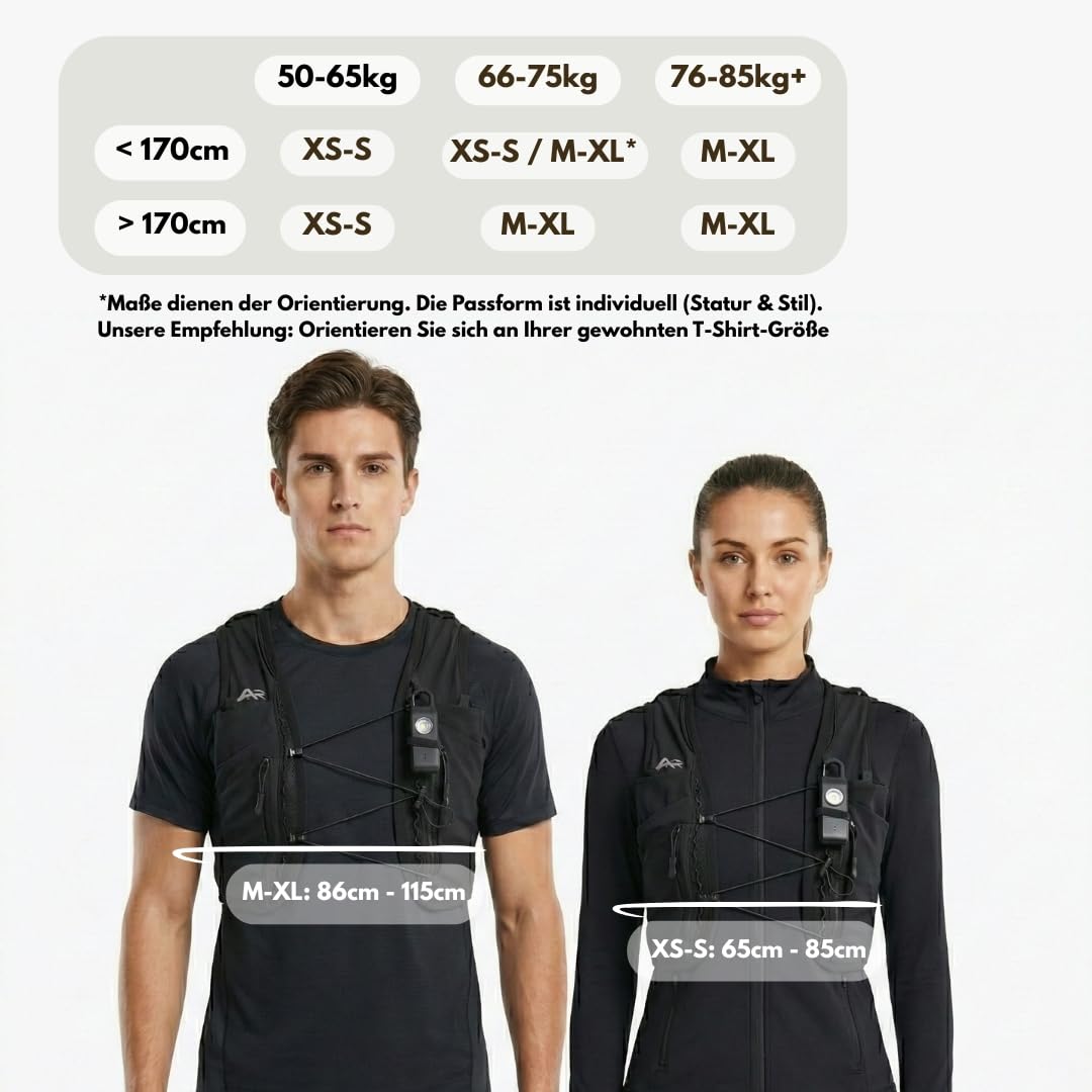 Laufweste für Damen & Herren mit Licht, SOS-Funktion GPS & Trinkflasche | ultraleichte Trinkweste 500 ml | Laufrucksack & Trinkrucksack zum Laufen | Running Vest Joggen & Trailrunning