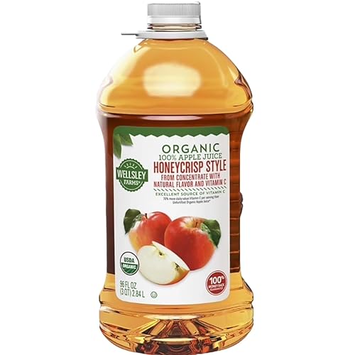 Wellsley Farms Jugo de manzana Honeycrisp orgánico certificado por USDA, 96 onzas