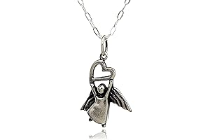 Sterling Silver Guardian Angel Charm Necklace, 18"