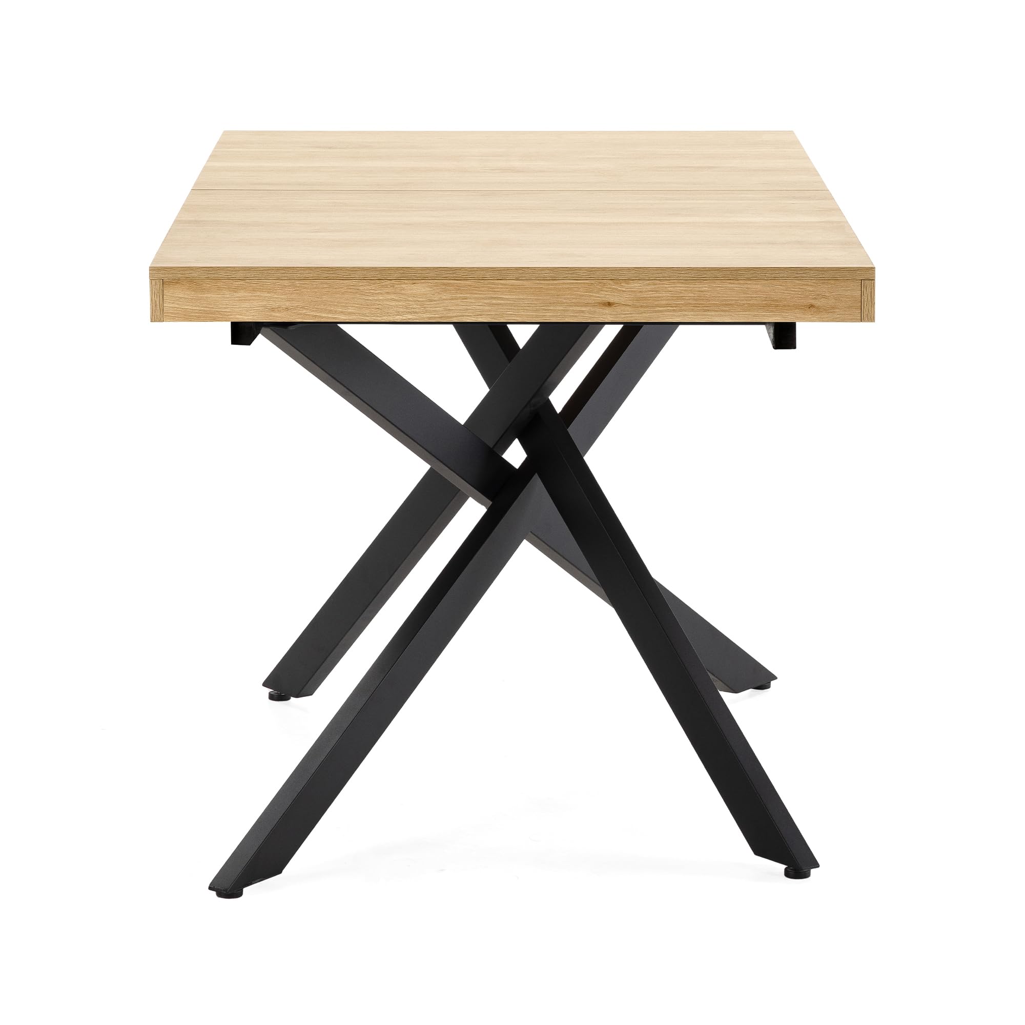 HOMN LIVING Mesa de Comedor Extensible Palermo Color Roble, 140-180 cm (Largo) 80 cm (Profundidad) 75 cm (Altura)