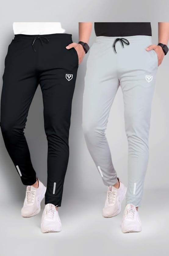 Men's Polyster Track Pants for Active Lifestyles, Stylish Design Comfortable and Versatile Active Wear Combo Pack of 2
