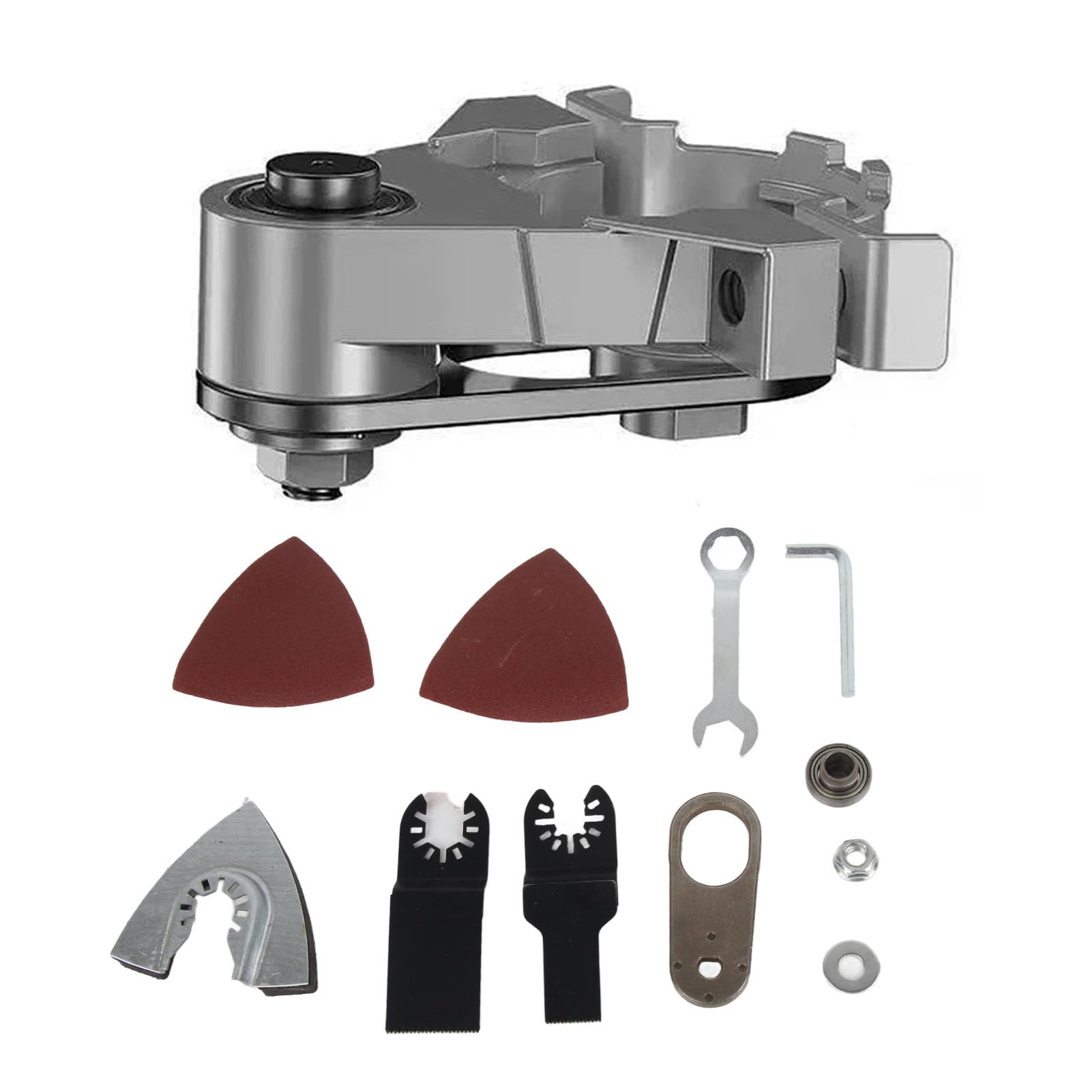 Herramienta de Adaptador Oscilante de Amoladora Angular Resistente con 2 Hojas de Sierra, Paquete de Tornillos, Llave para Cortar, Rectificado, Derusting, Pulido