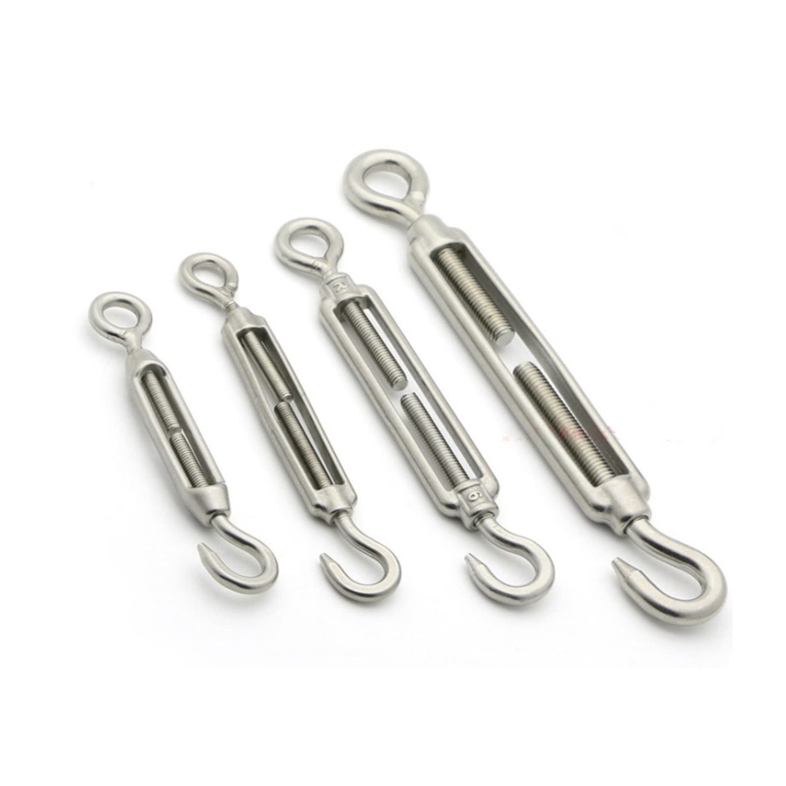 PULaif Turnbuckle Wire Tensioner, 304SS Turnbuckle Bolt Hook Wire Tensioner M4/M5/M6/M8(O to O,M4)