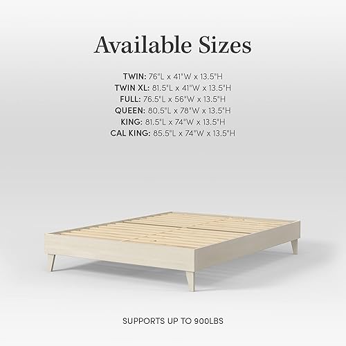 Miniatura 6 de CARDINAL & CREST Base de cama de madera, fabricada con 100% pino neozelandés, base de colchón sólida, listones de pino prensado, fácil montaje,