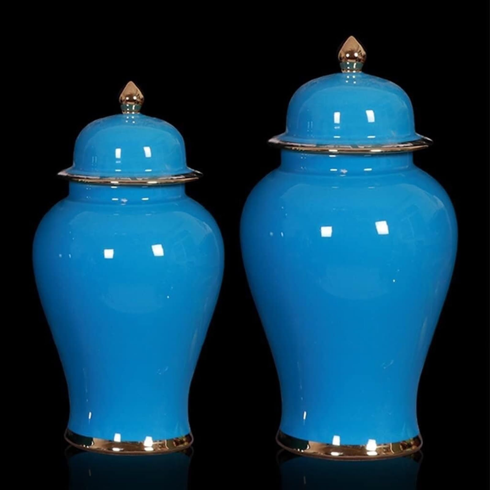 Ceramiczny słoik imbirowy z pokrywką, dekoracyjny wazon świątynny do dekoracji wnętrz, elegancki słoik do przechowywania ze złotym akcentem, idealny do salonu i biura
