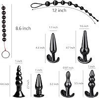 Vista 3 de 8 piezas de entrenamiento de anales de silicona impermeable, juego de enchufe de placer para mujeres y hombres, kit de entrenamiento