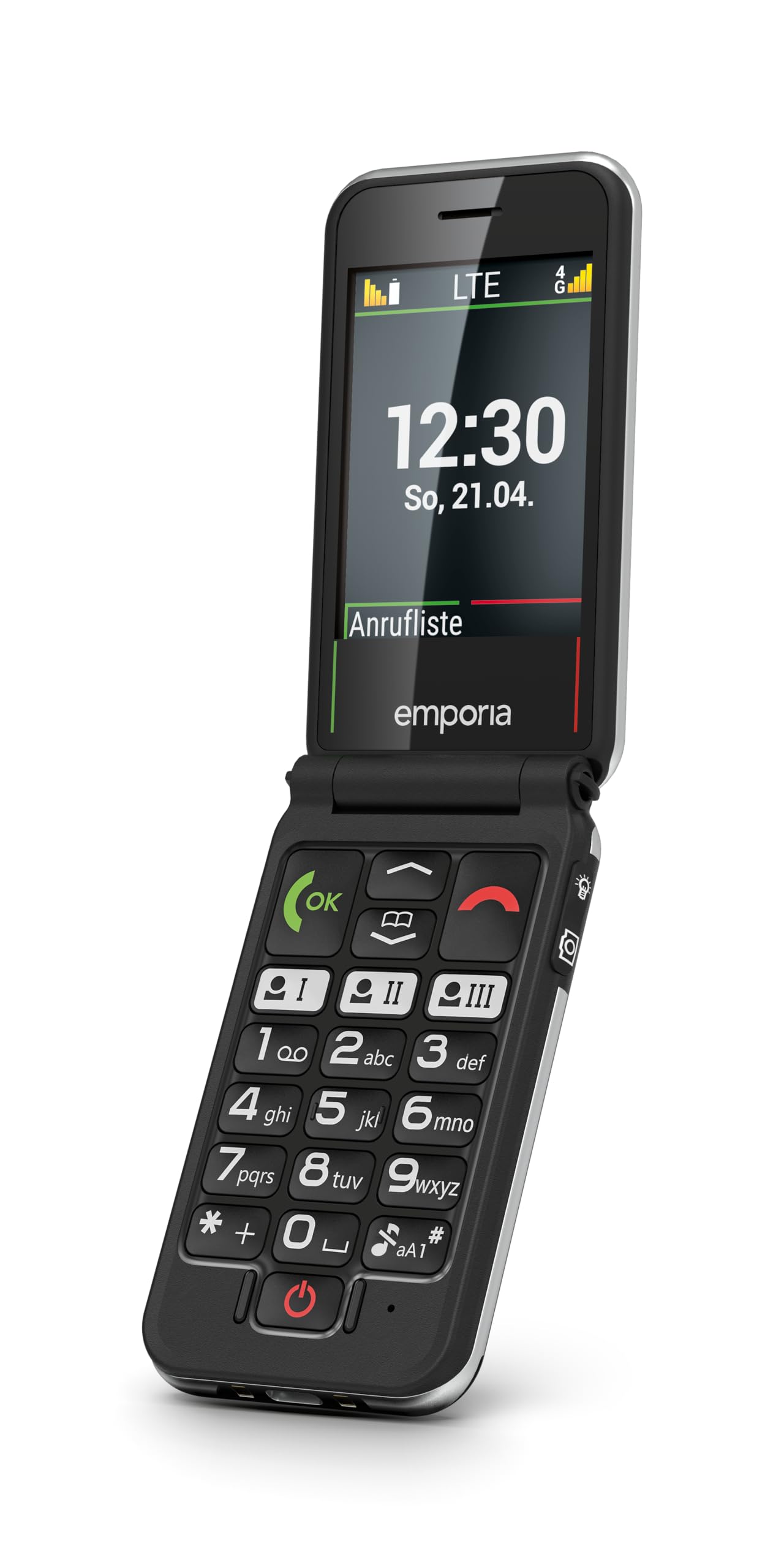 emporiaJOY-LTE Handy, 4G-Volte-Klapphandy für Senioren ohne Vertrag mit Notruftaste, 2,8-Zoll-Display, Rot