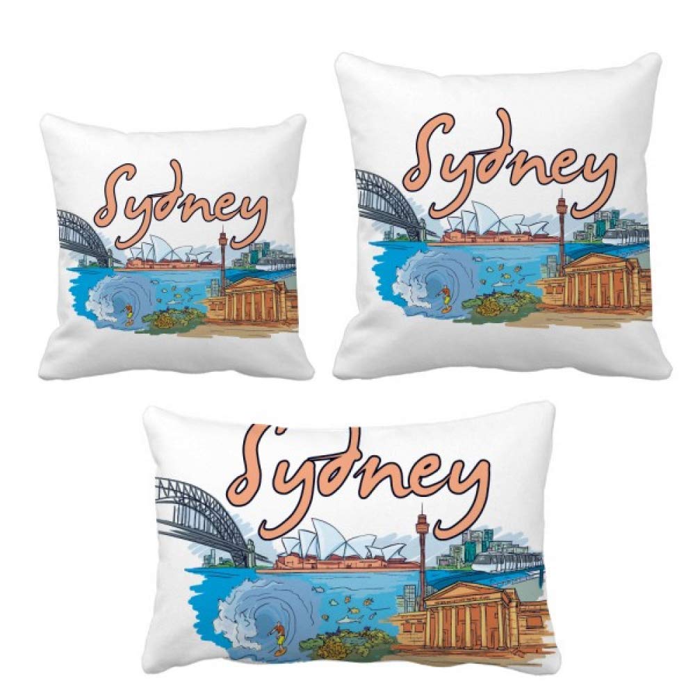 Housse de coussin Sydney Opéra aquarelle pour décoration de canapé