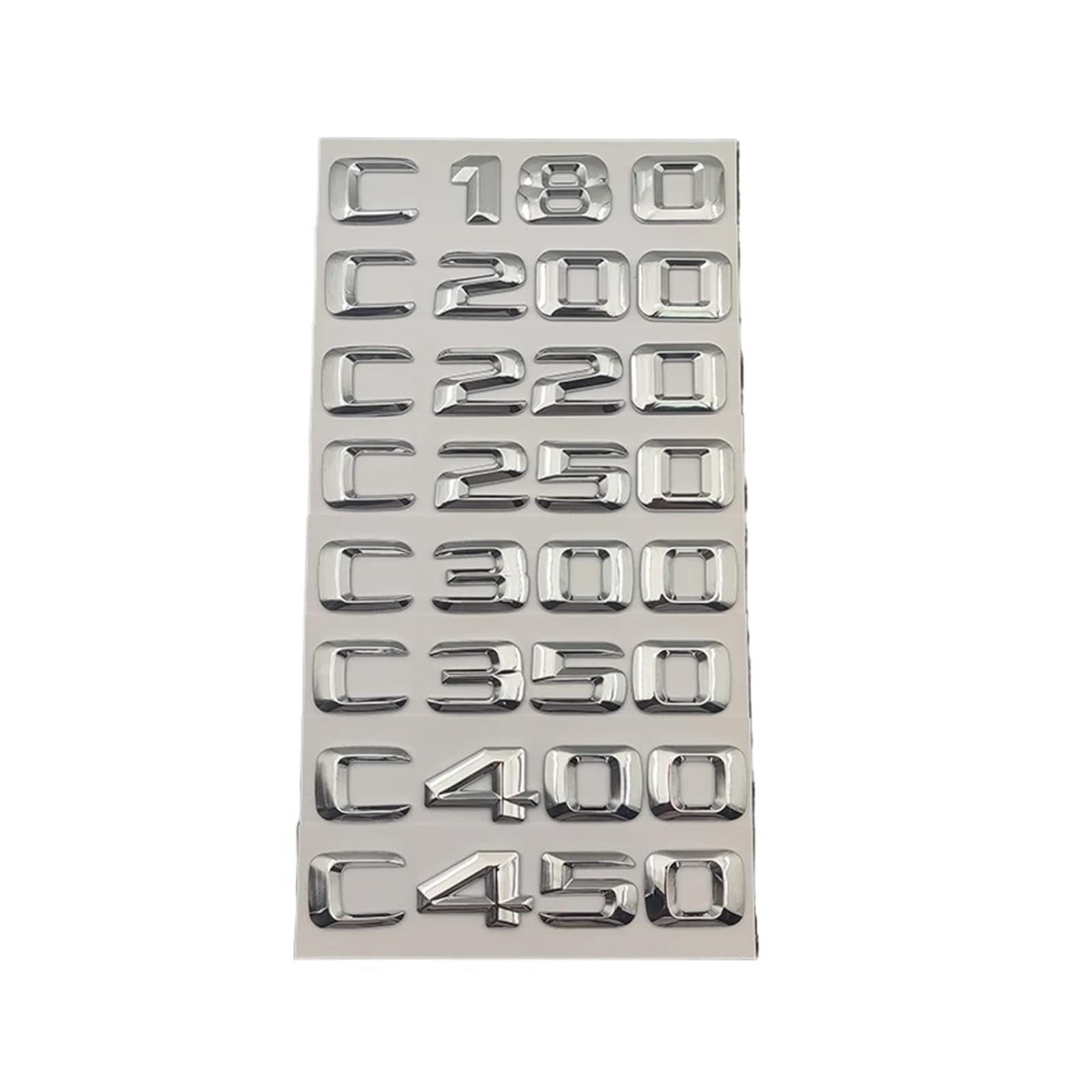 OVARIA 3d ABS Car Letters Fit For Mercedes Benz C Class C43 C63 C180 C200 C220 C250 C300 C320 C350 C400 AMG Logo Emblem Sticker Accessories(Chrome,C230)
