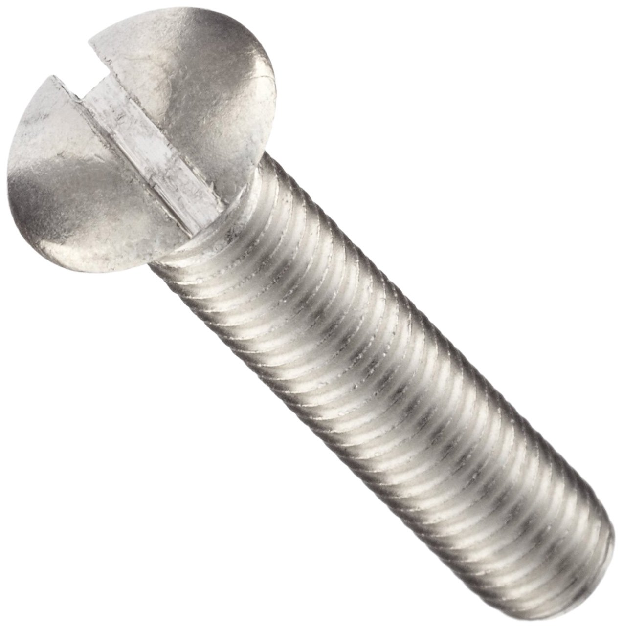 Stainless Steel Machine Screw, Plain Finish, Oval Head, Slotted Drive, 25mm Length, M8-1.25 Metric Coarse Threads (Pack of 100)