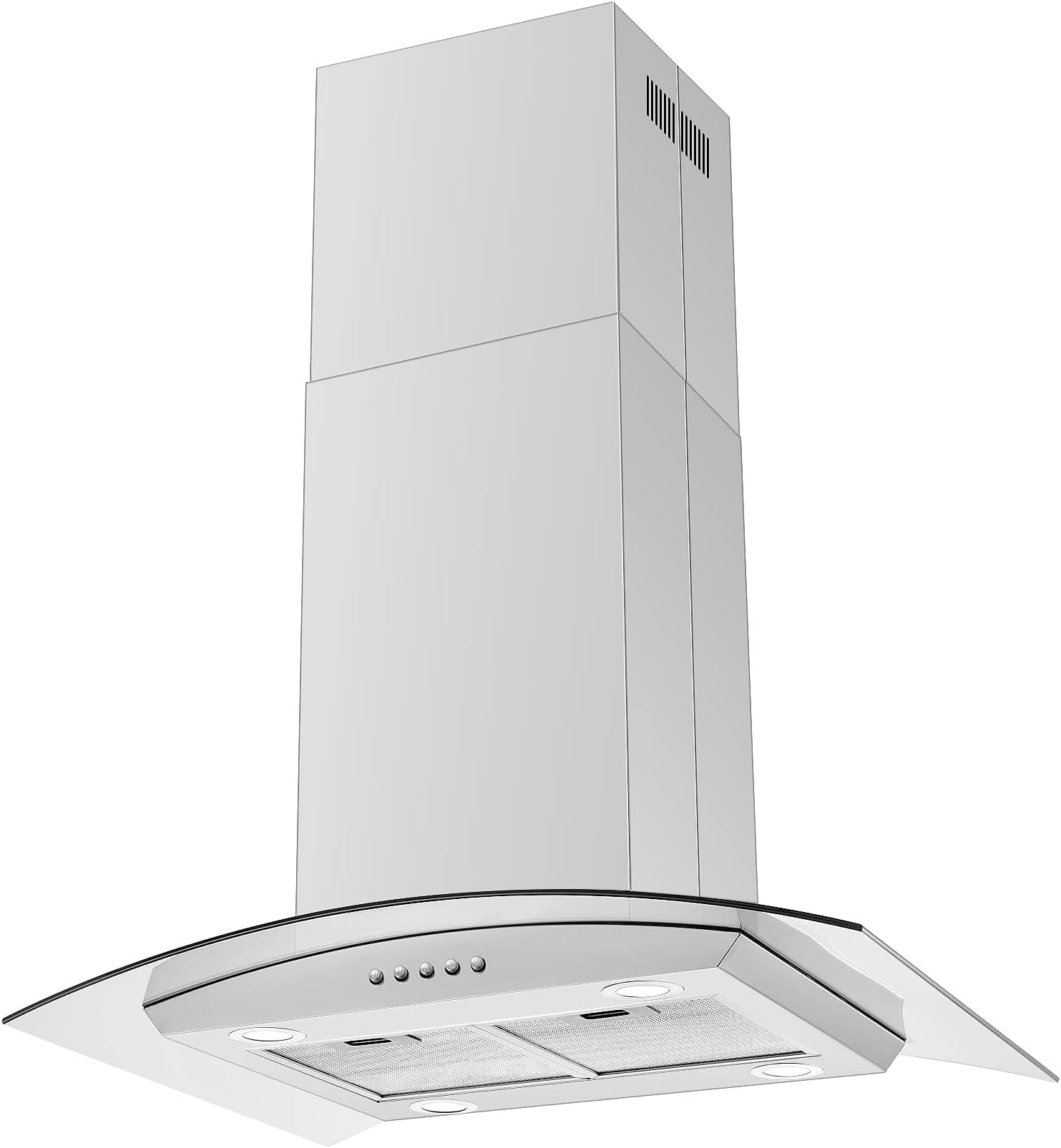 30 inch Island Range Hood Stainless Steel 700 CFM Push Button Control Kitchen Exhaust Ventilation Fan with 5-layer Mesh Filters, Large Airflow Capacity Ceiling Mount Vent Hood