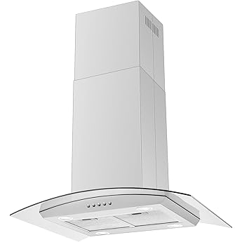 Winflo 30 In. Convertible Stainless Steel Glass Island Range Hood with Mesh Filter and Stainless Steel Panel