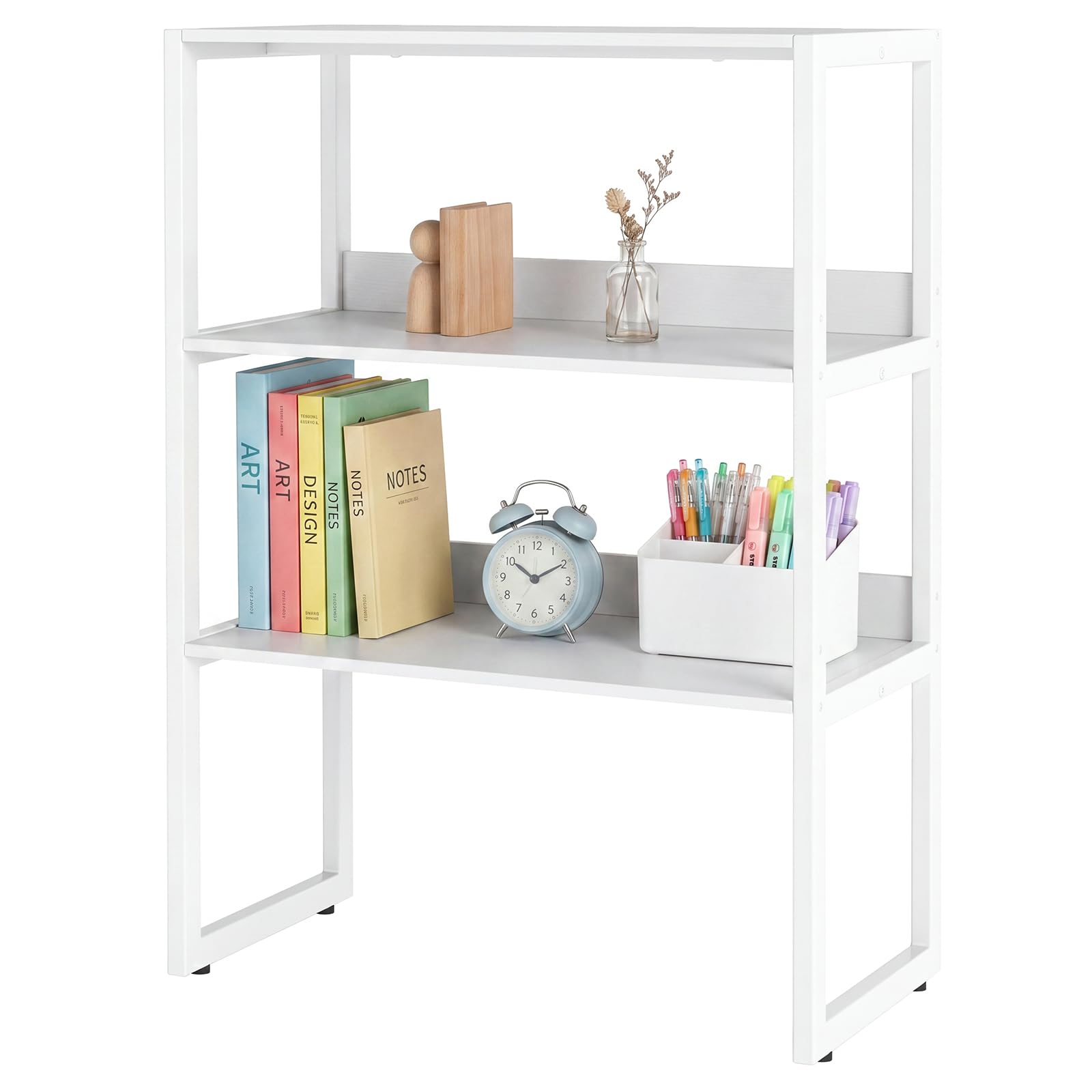 GIANTEX Etagere Bureau a Poser sur Burea à 3 Niveaux, Bibliothèque de Bureau avec Étagères Ouvertes, Structure Métallique, Meuble de Rangement pour Cuisine, Chambre, Dortoir, 64 x 33 x 90,5 cm