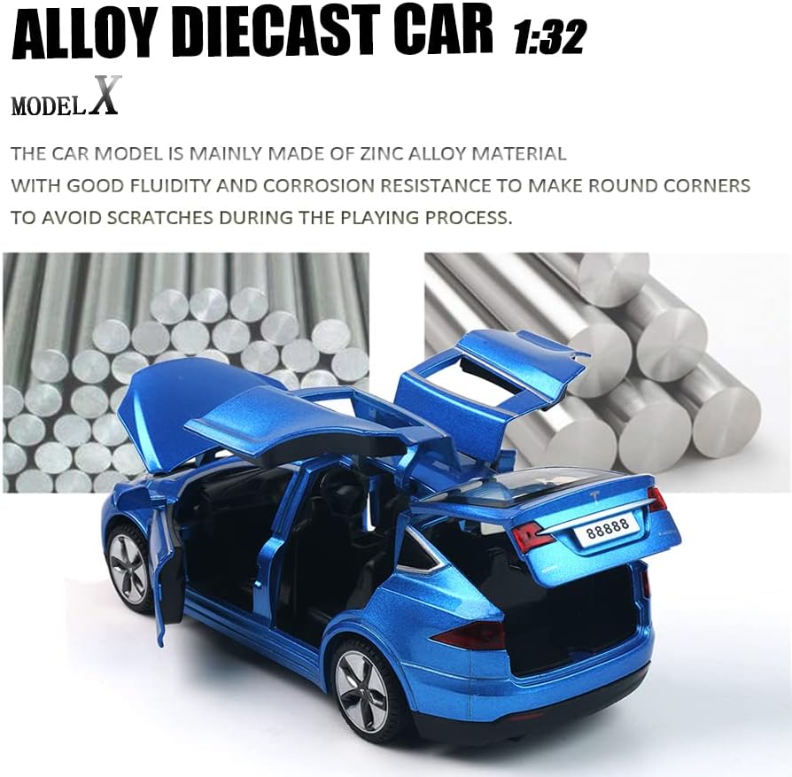1:32 Scale Car Model X Alloy Diecast Pull Back Electronic Toys with Lights and Sound, Mini Vehicles Toys for Kids Gift