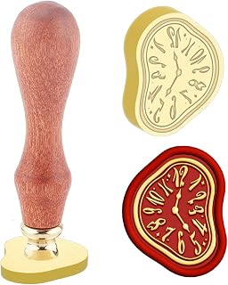 Clock Vintage Wax Seal Stamp Magic Clock Sealing Wax Stamp 19.5x25mm Removable Brass Stamp Head with Wood Handle for Envelopes Invitations Wedding Back to School Decor