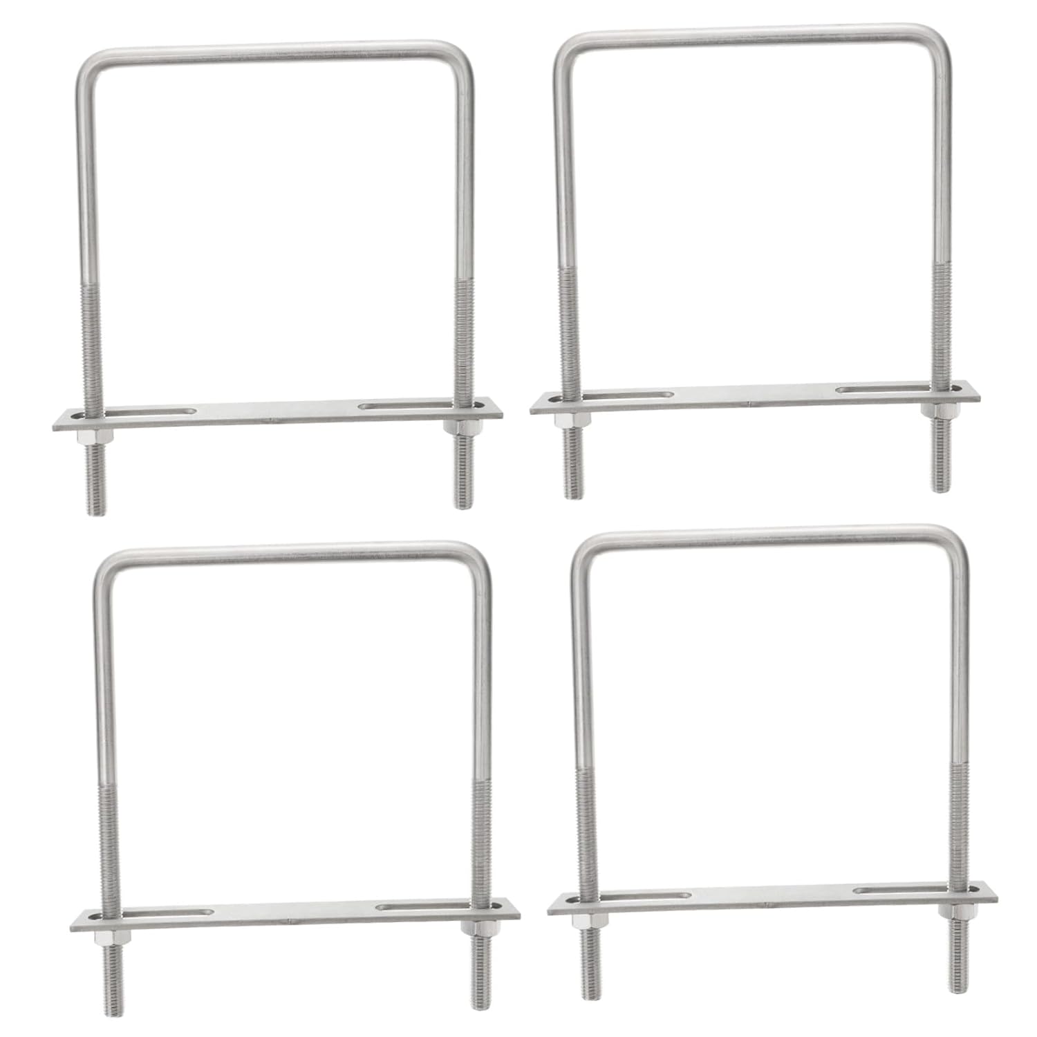 VALICLUD 4pcs Stainless Steel Right Angle Square U Bolts Heavy Duty U-Shaped Tube Clamps for Trailer Wood Fastening Outdoor Use
