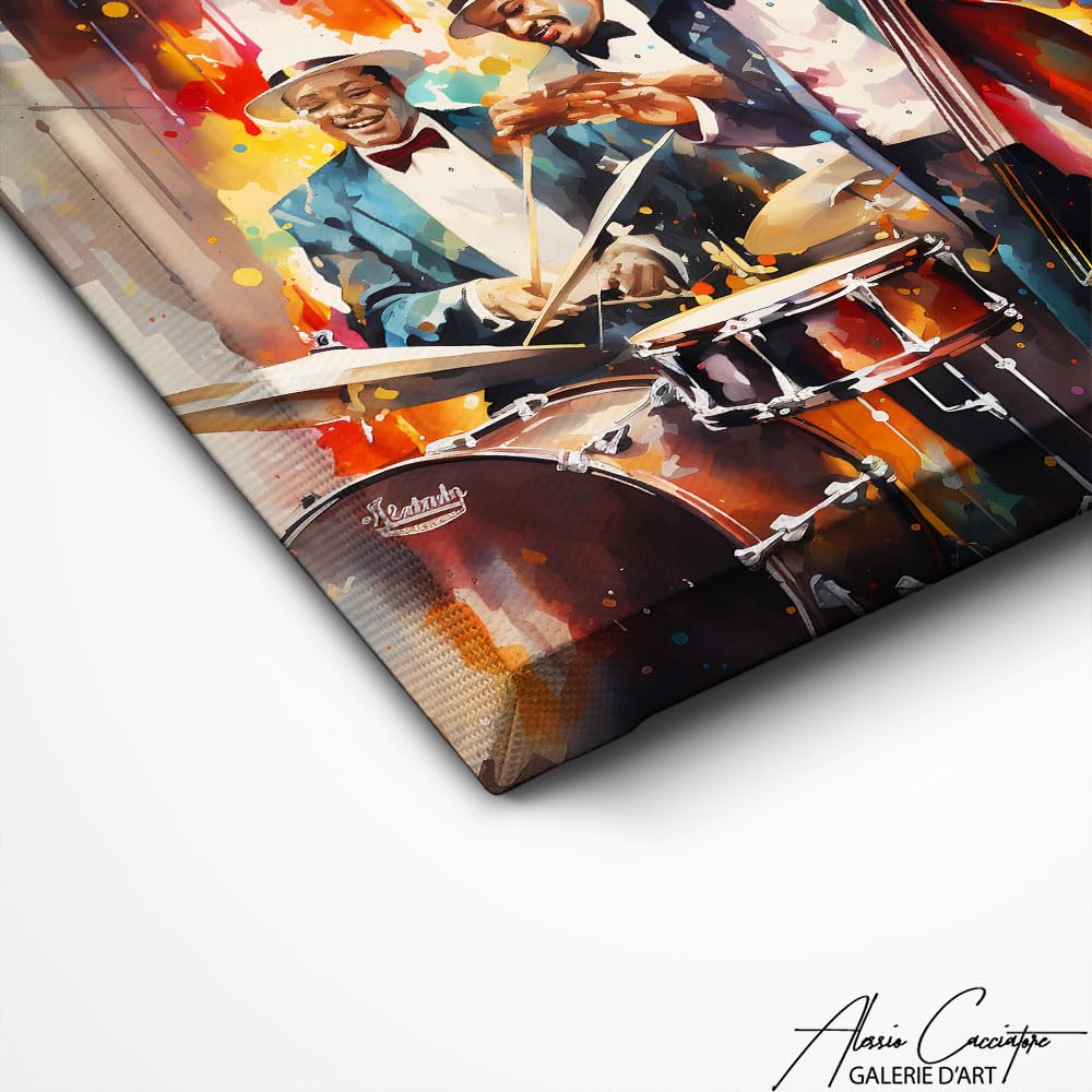 Stampa Musicista Jazz Stampa su Tela Musica Quadro Africano Decorazione Della Parete Soggiorno Tela Xxl Decorazione Camera Adulto Moderna Cornice Decorazione Della Parete Africa (120x80cm)