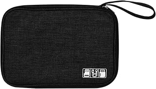 Cdemiy Cable Organiser Bag, Travel Cable Organiser, Portable Electronics Travel Organizer Bag, Waterproof Electronics Organiser, Universal Cable Pouch for USB Cables Drive Chargers SD Cards(Black)