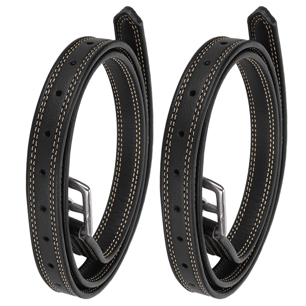 Zerodis Cinturón de Estribo, cinturón de Estribo de Silla de Montar de Cuero Suave británico Estribo Ajustable Correas de cojear con Hebilla de Acero Inoxidable(Negro)