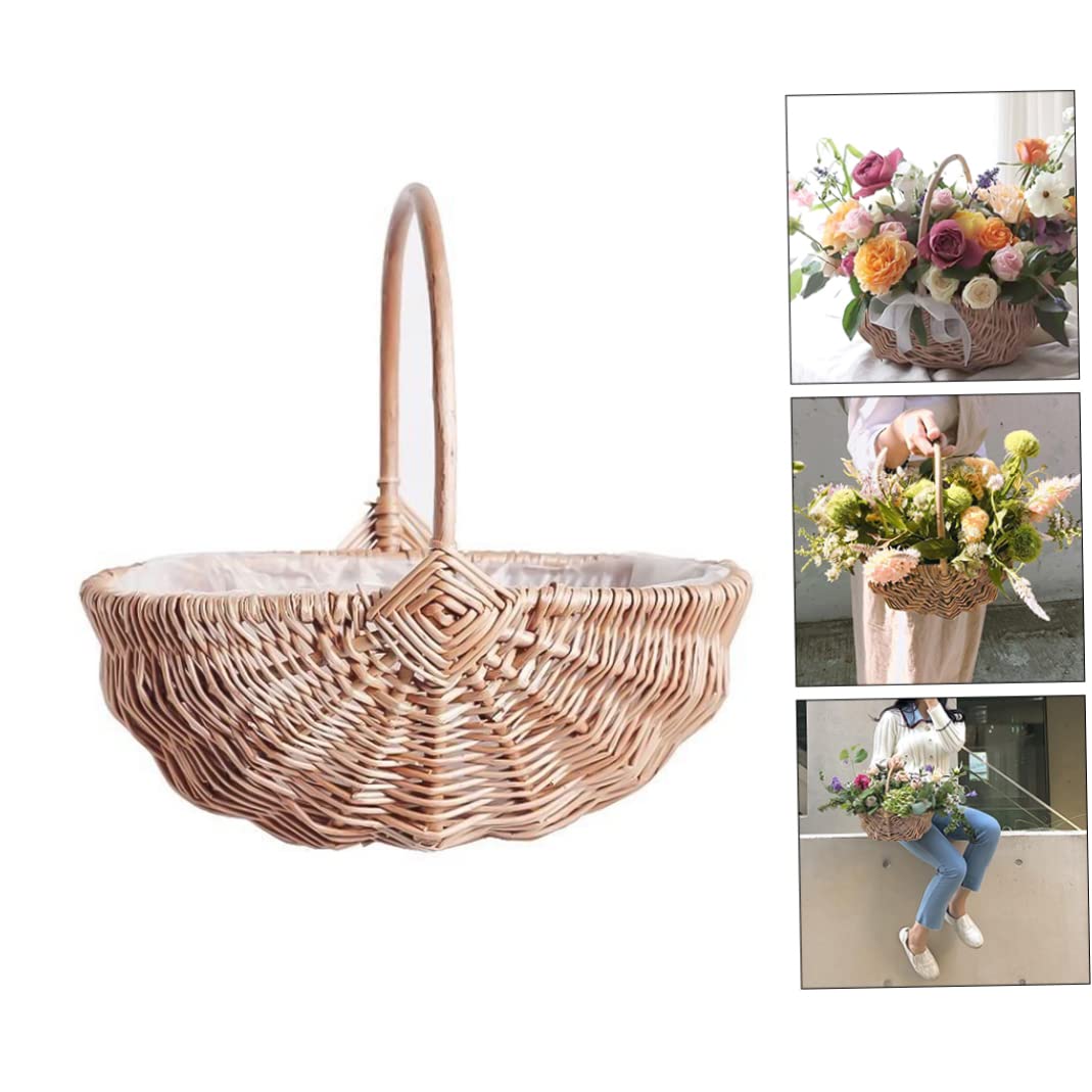 Cesto di fiori Cesto di fiori in rattan intrecciato da 10 pollici Organizzatore di stoccaggio per alimenti da cucina per matrimoni S