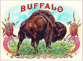 A SLICE IN TIME 1900 Buffalo Smoke Cigar Tobacco Crate Box Inner Label Advertising 7 x 10 inch Vintage Reproduction Art Print. Printed on 8.5 x 11 Soft Gloss cardstock