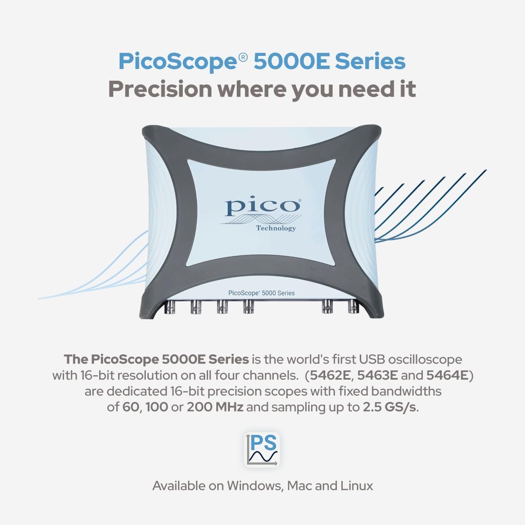 Pico Technology PicoScope 5463E - Osciloscopio USB de 4 canales, 100 MHz