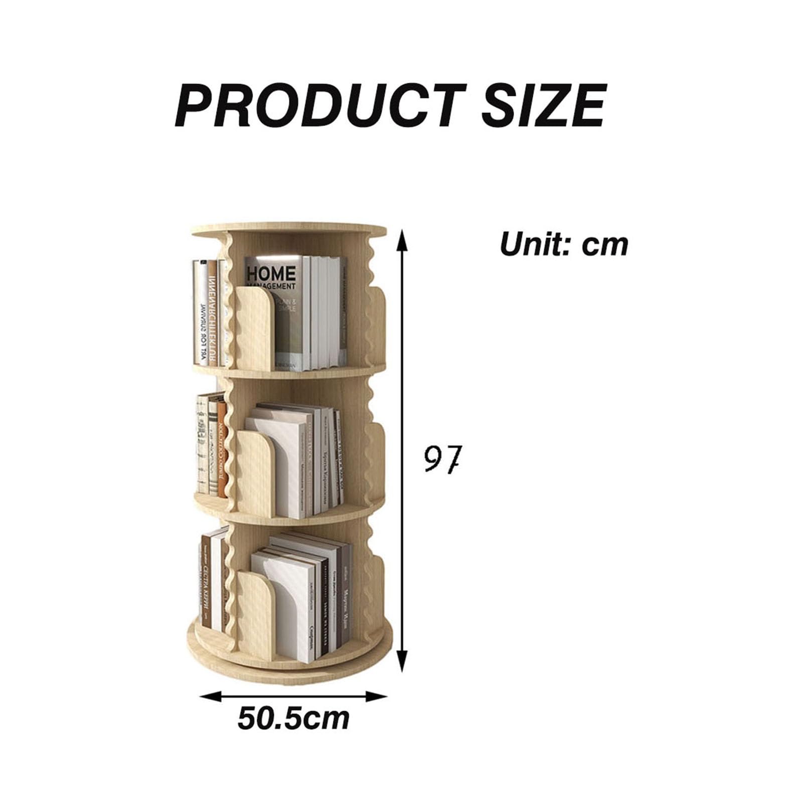 Libreria Girevole a Torre, scaffale portaoggetti Girevole a 6 Livelli, Porta CD in Legno da Pavimento per Piccoli spazi, per camere da Letto, soggiorni, Sale Giochi, 5 l